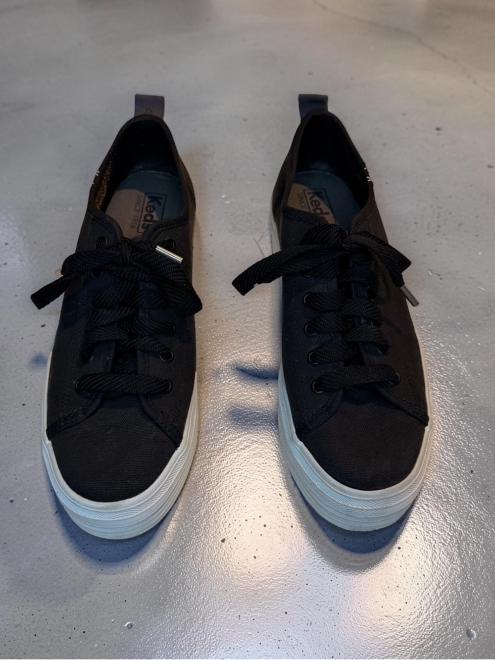 Keds Triple Up Platform Black Canvas Sneakers Dream Foam Lace Up Women's Size 7